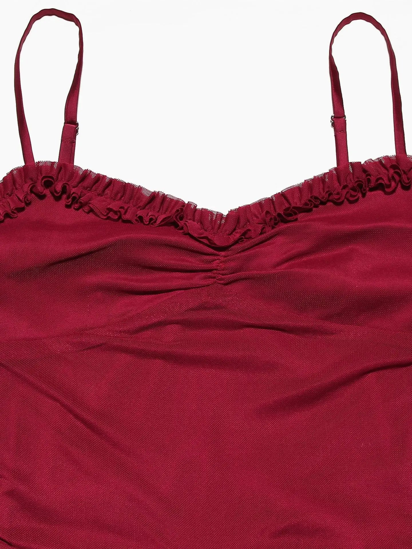 Mesh Ruffled Front Gown