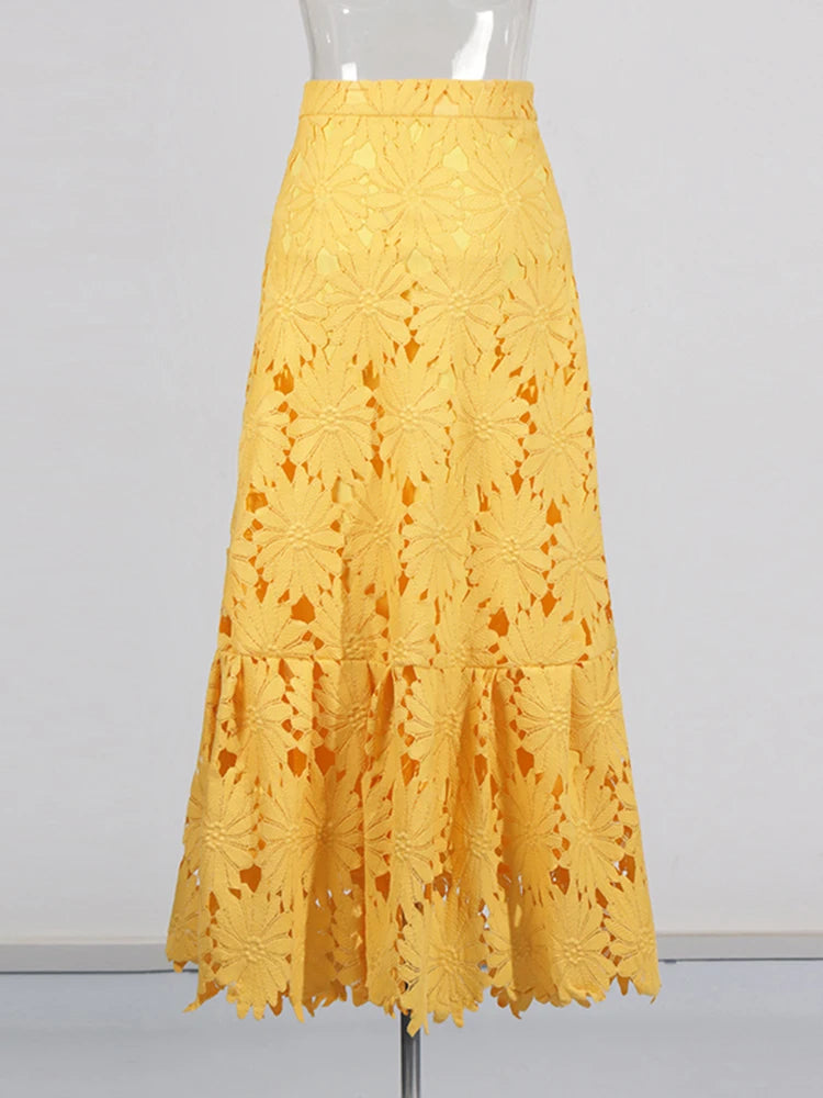 Embroidered Lace Skirt Set