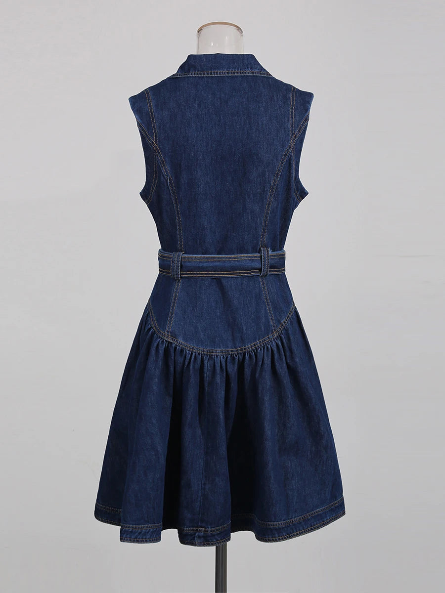 Belted Denim Mini Dress