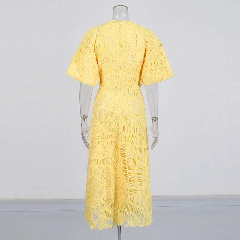 Woven Textured Midi Dress