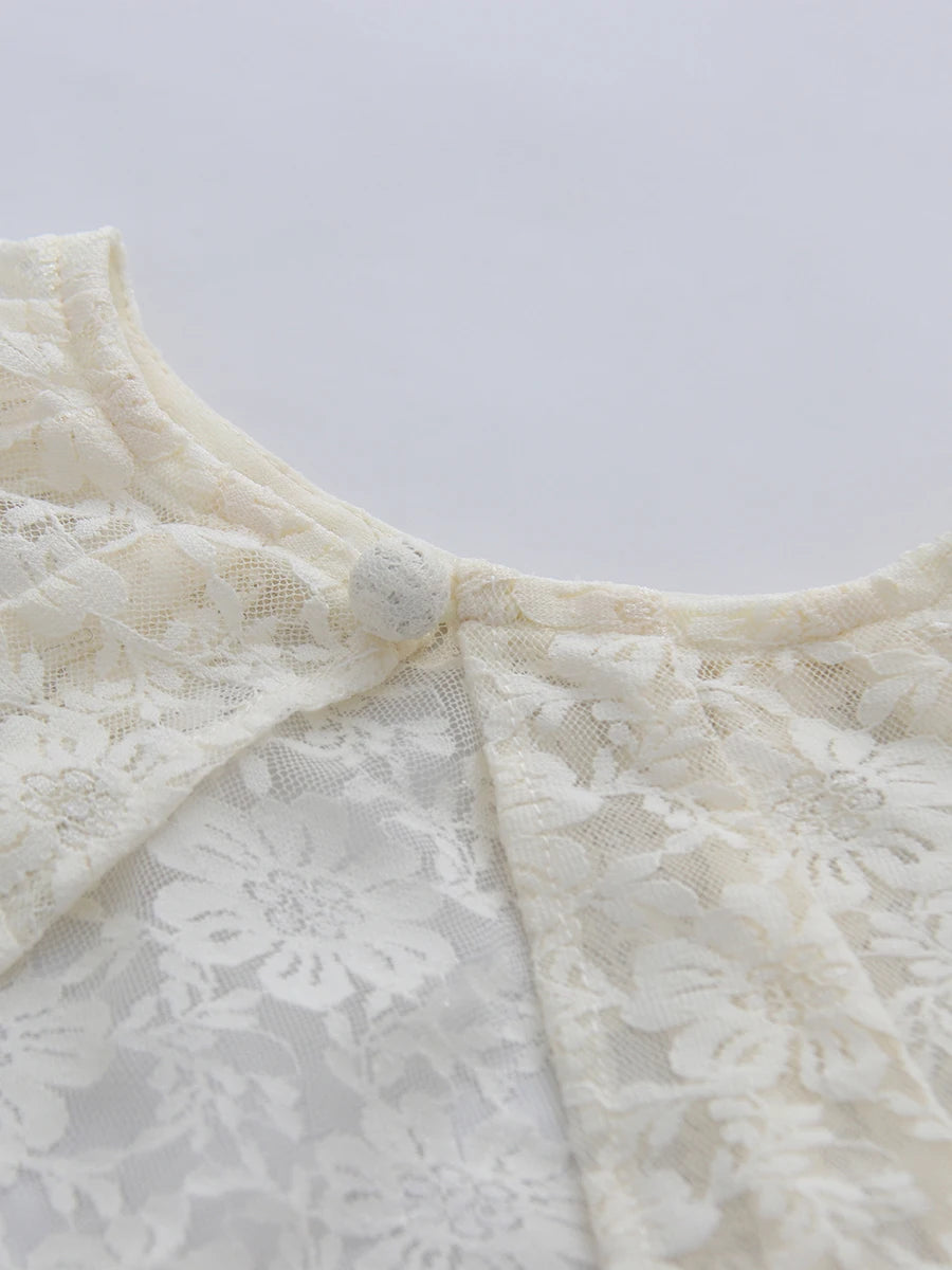 Floral Lace Dress With Cape