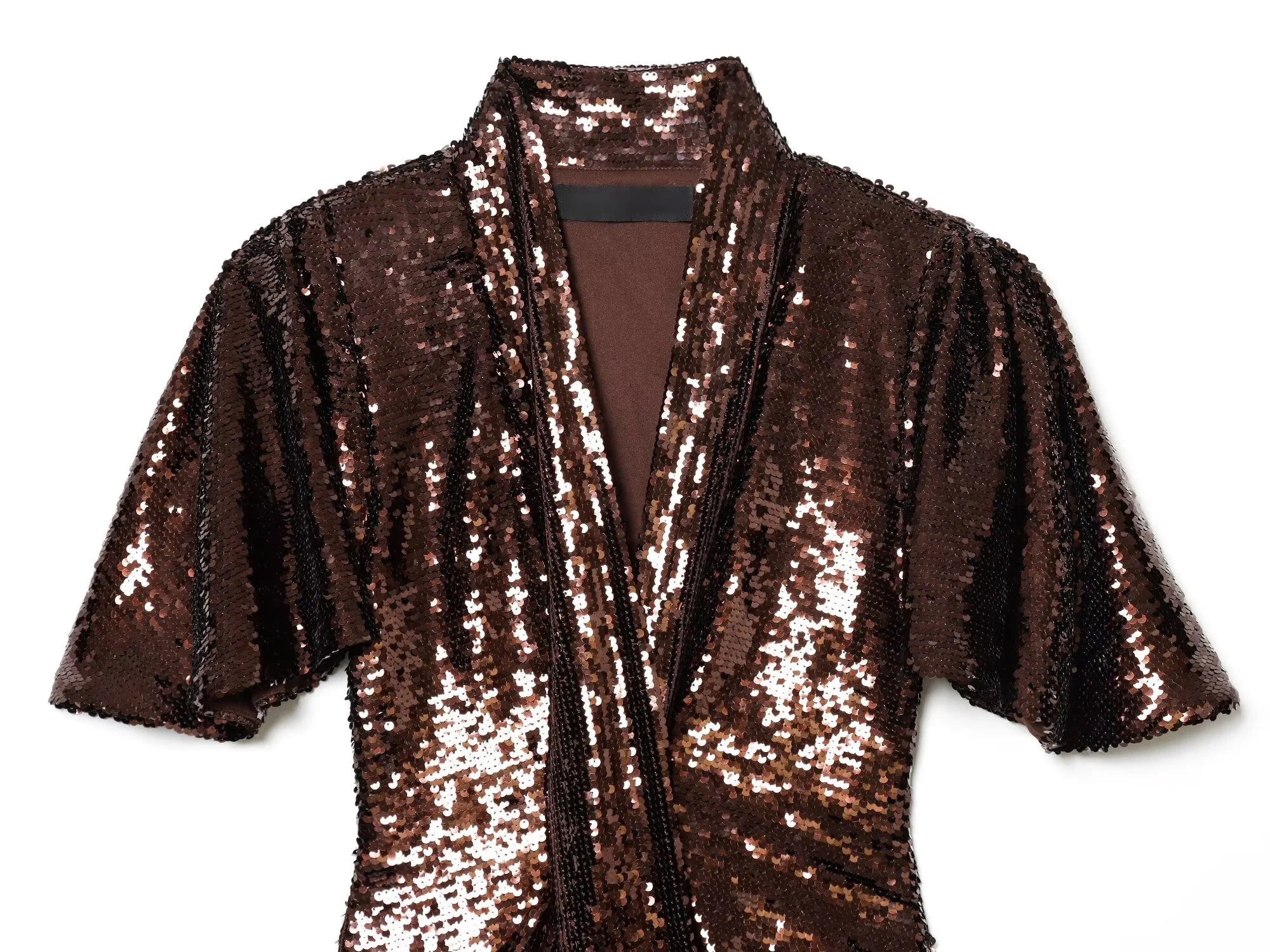Brown Sequins Mini Dress