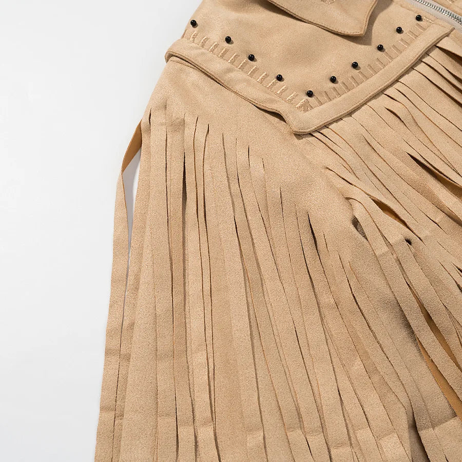 Fringe Faux Suede Jacket