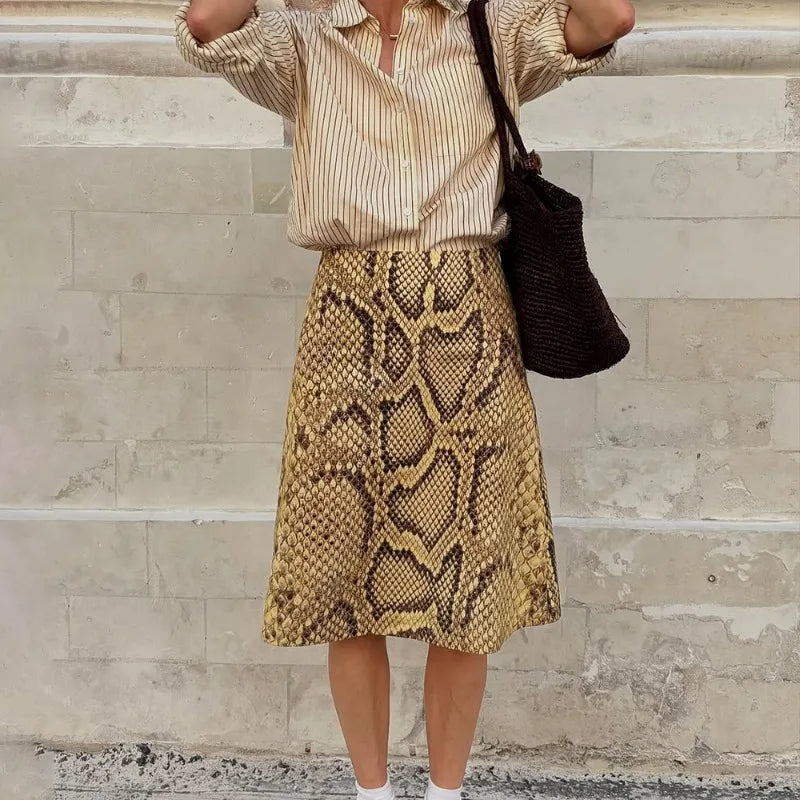 Animal Print Midi Skirt
