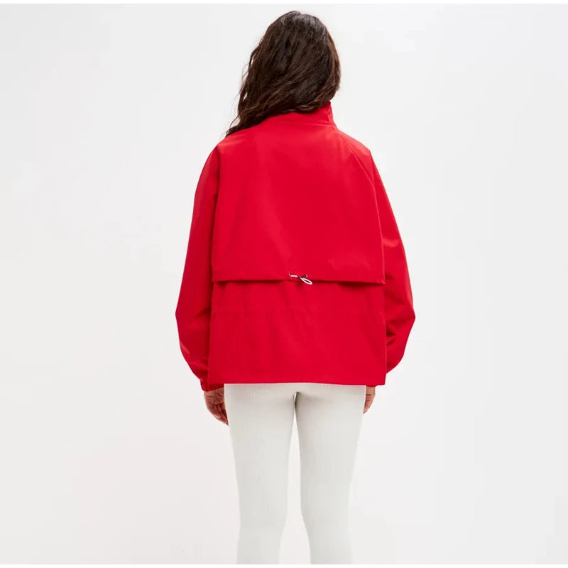 Drawstring Waist Windbreaker Jacket