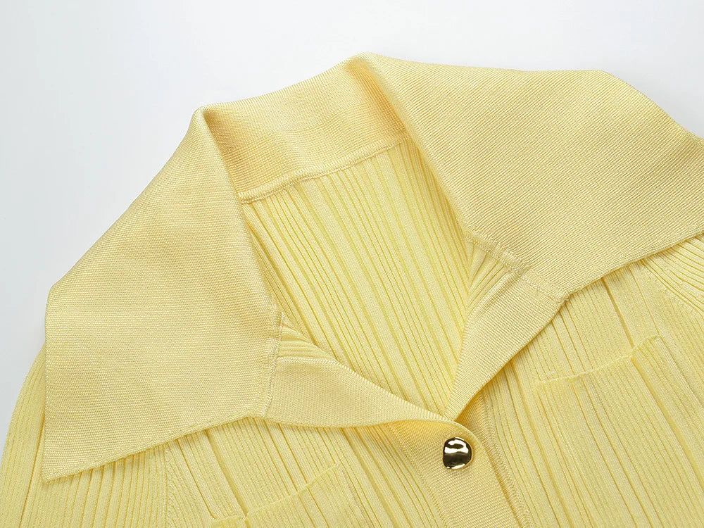 Yellow Knit Midi Dress