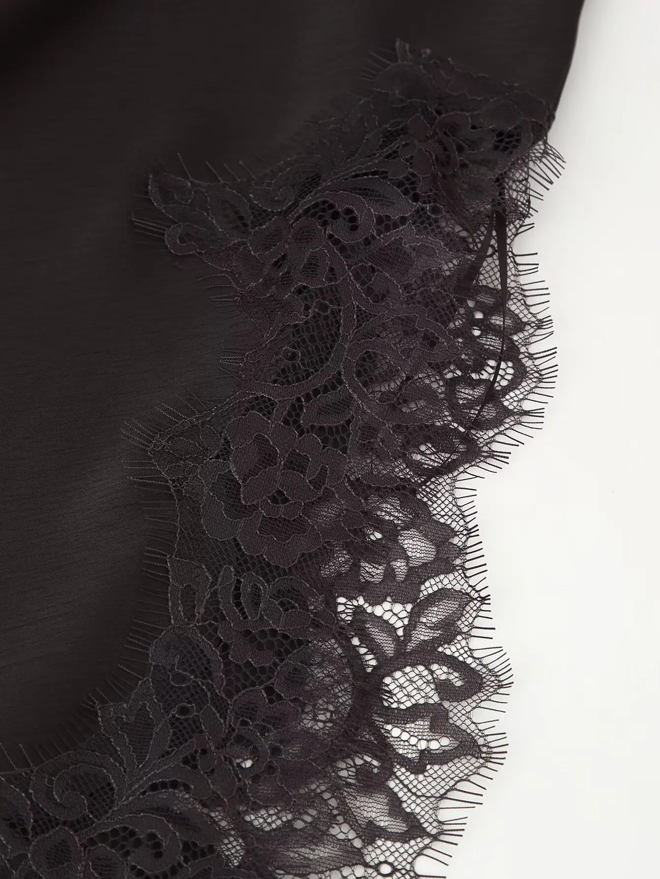 Brown Lace Trim Dress