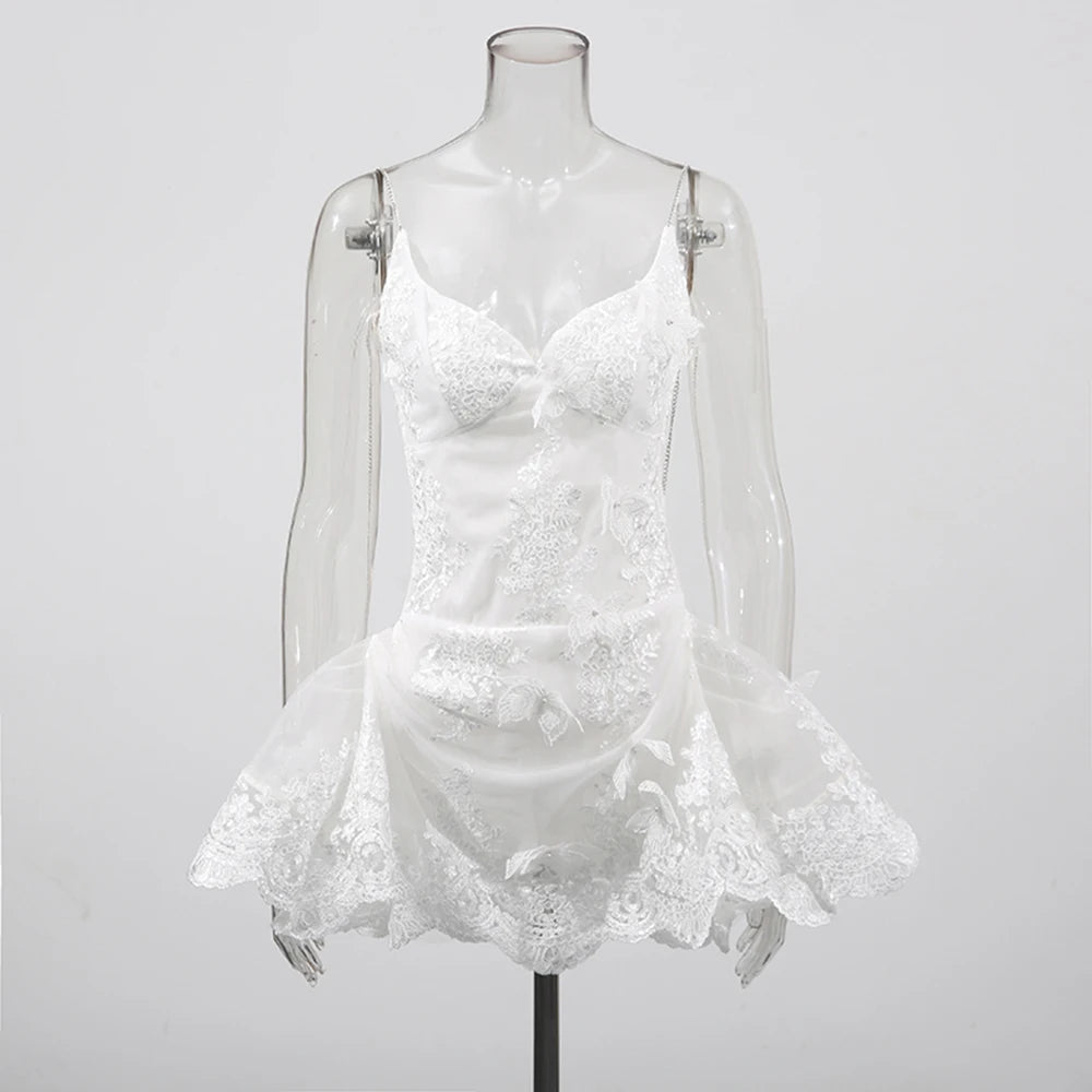 White Lace Mini Dresses