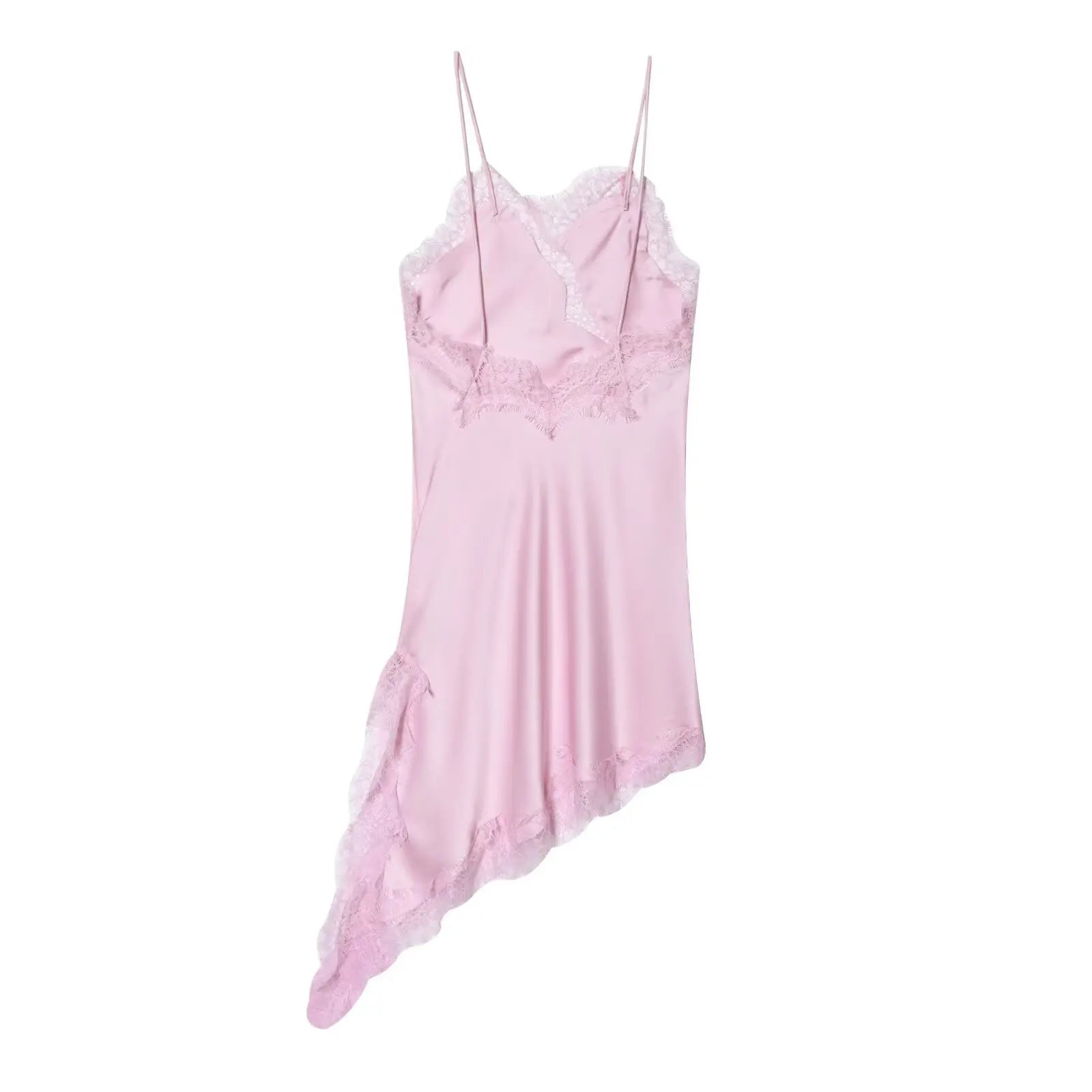 Asymmetrical Lace Trim Mini Dress