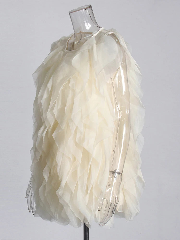 Tiered Ruffles Mesh Dress