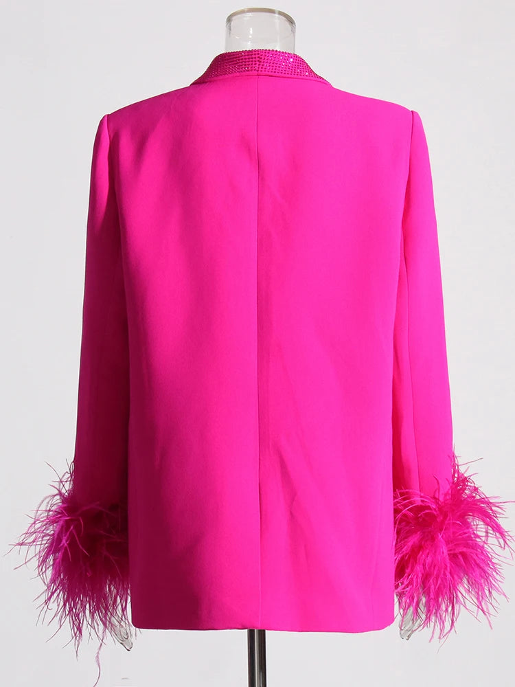 pink blazer dress with feathers Nina shimmer Blazer Dress (pink) | Effortless Elegance