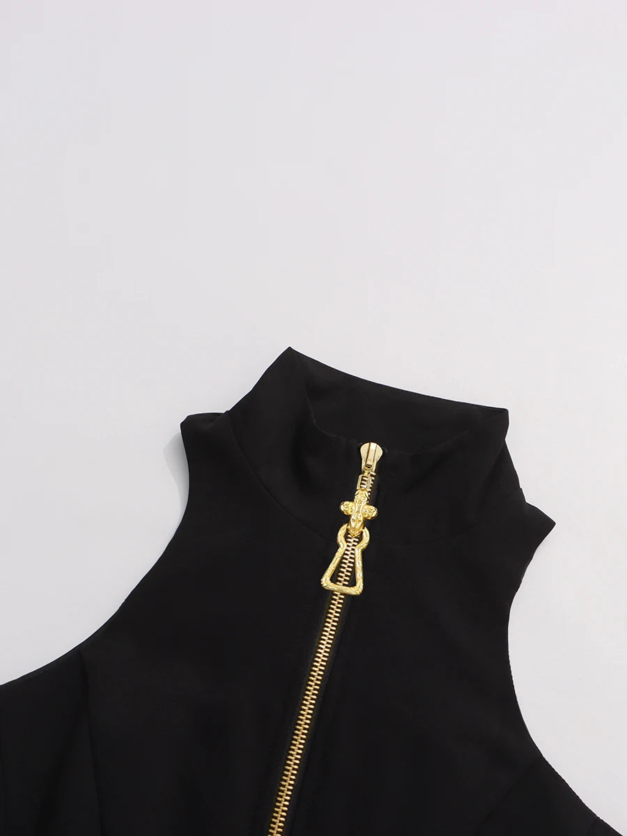 Zipper Applique Mini Dress