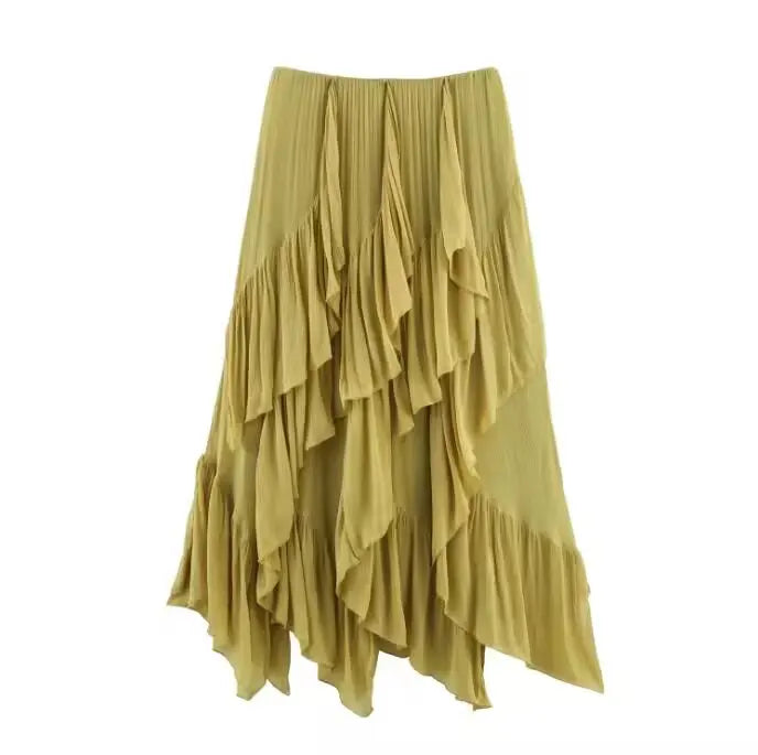 Tiered Ruffle Midi Skirt