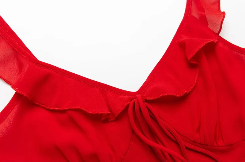 Ruffle Trim Maxi Dress