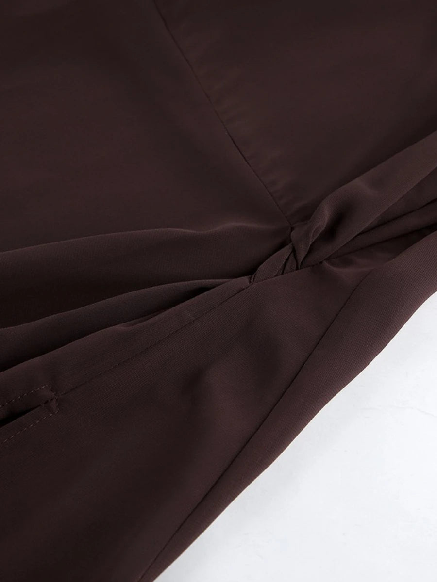 Brown Lace Up Tunic Dress
