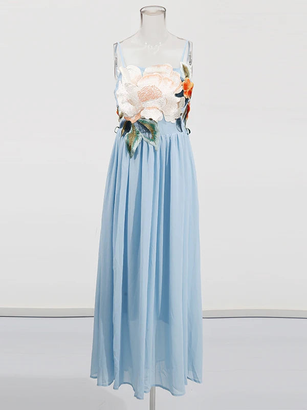floral patchwork embroidered maxi dress Priscilla Patchwork Floral Maxi Dress main image 1