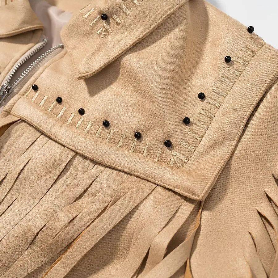 Fringe Faux Suede Jacket