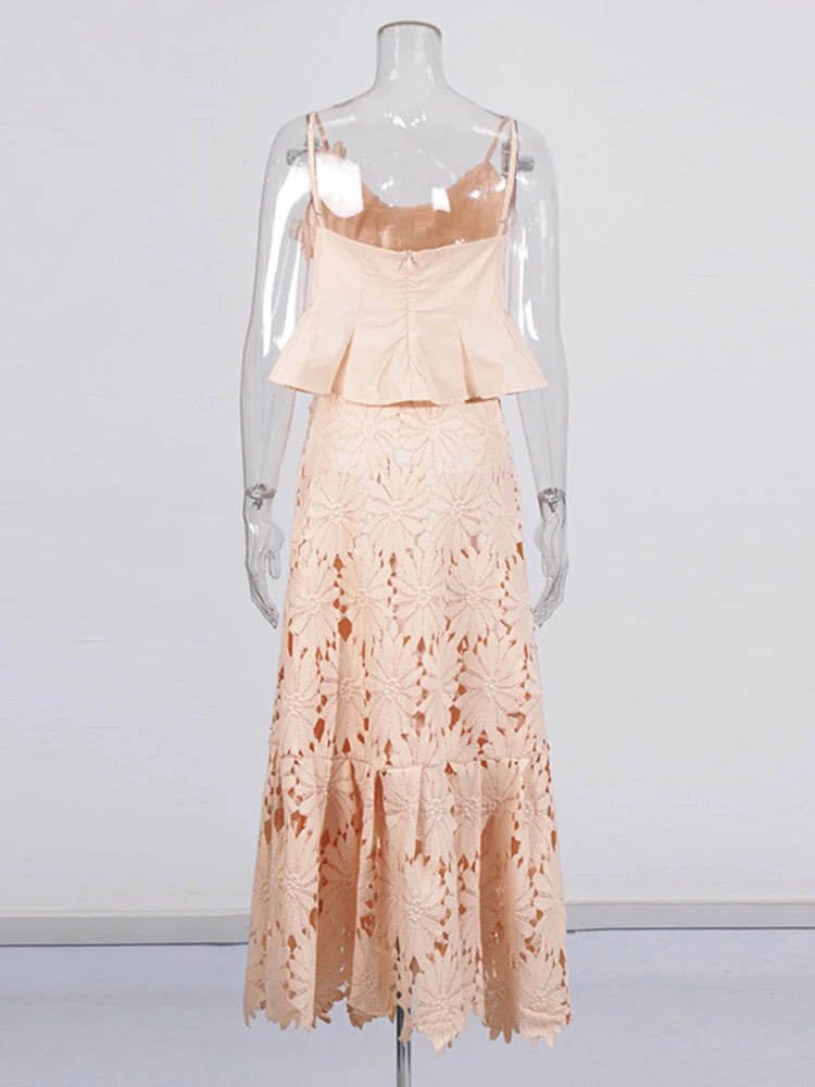 Embroidered Lace Skirt Set
