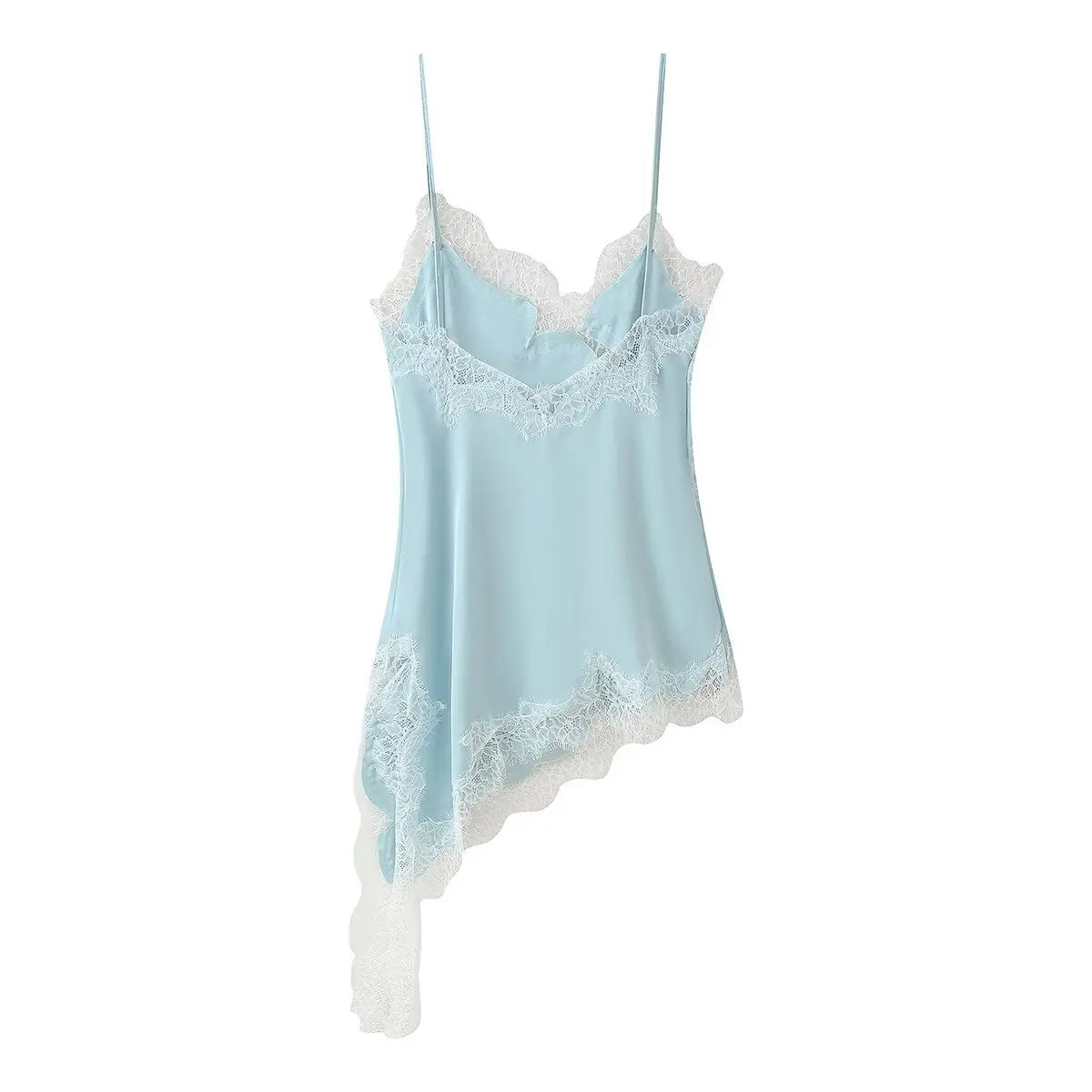 Asymmetrical Lace Trim Mini Dress