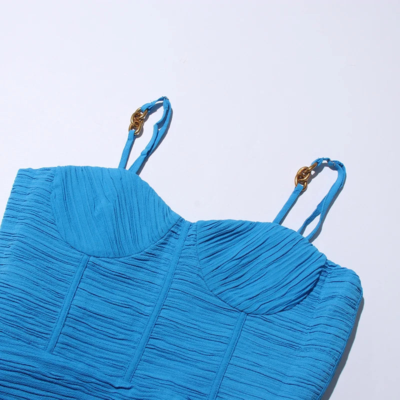 Plisse Cocktail Gown
