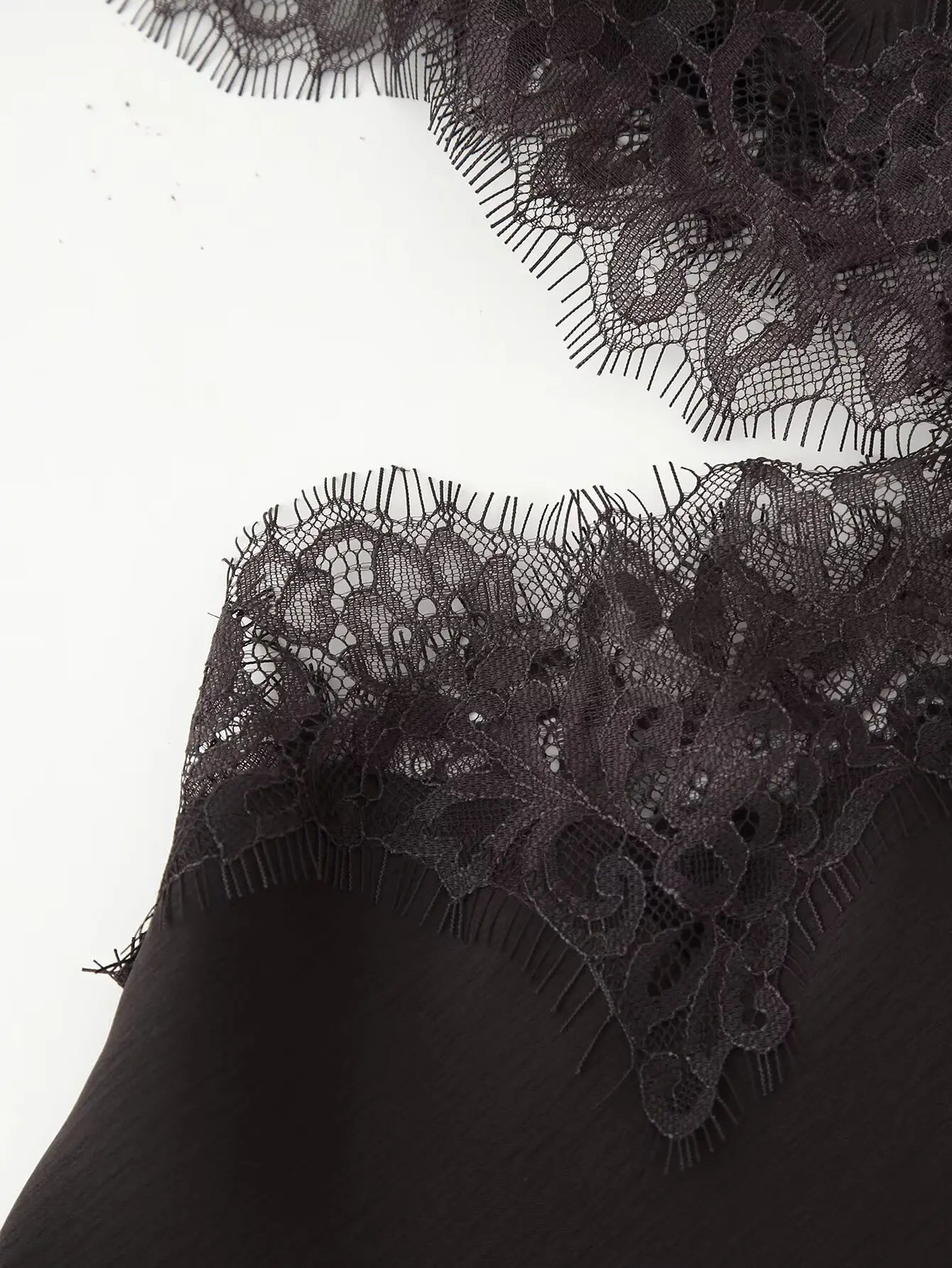 Brown Lace Trim Dress