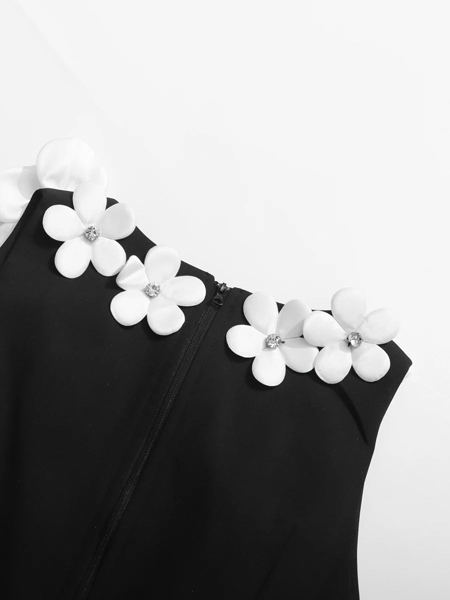 White Appliques Mini Dress