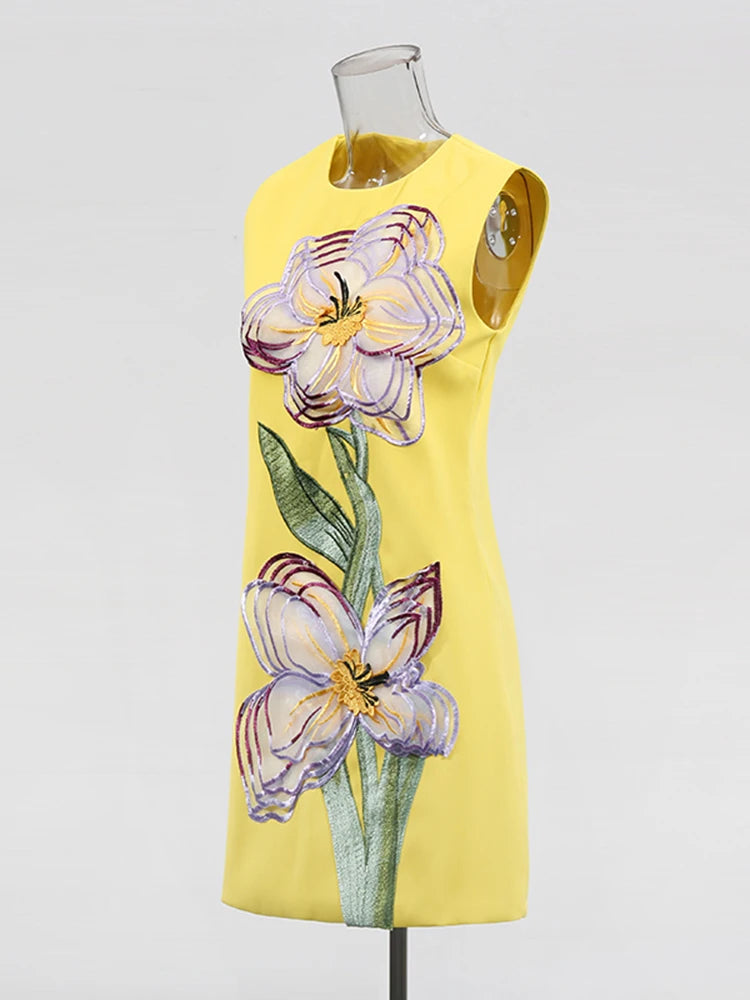 Flower Embroidered Mini Dress