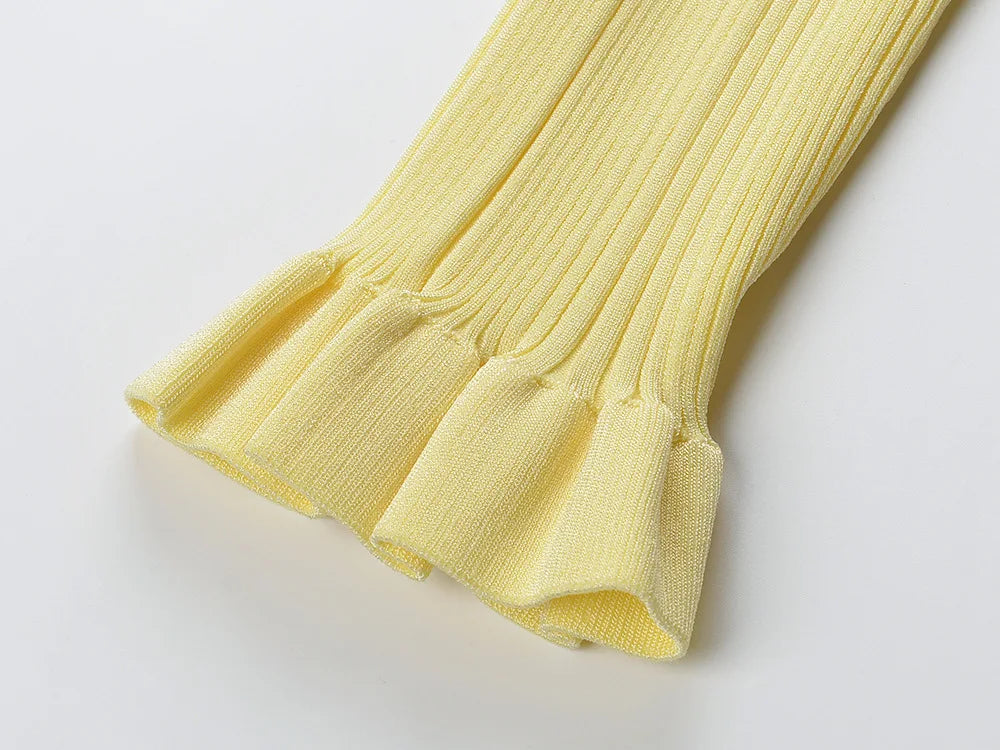 Yellow Knit Midi Dress