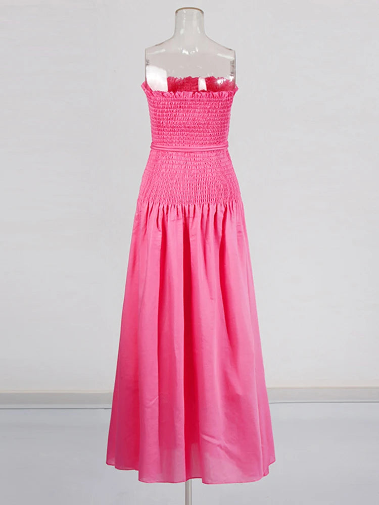Strapless Shirred Dress