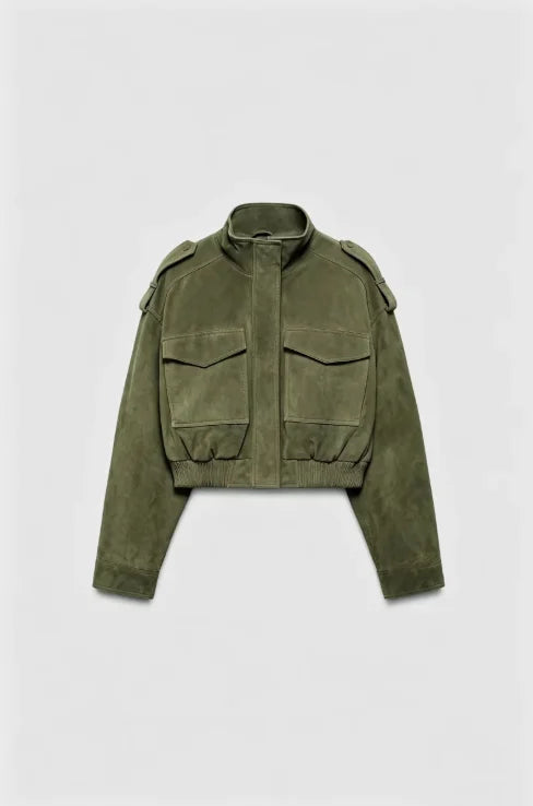 Faux Suede Cropped Jacket