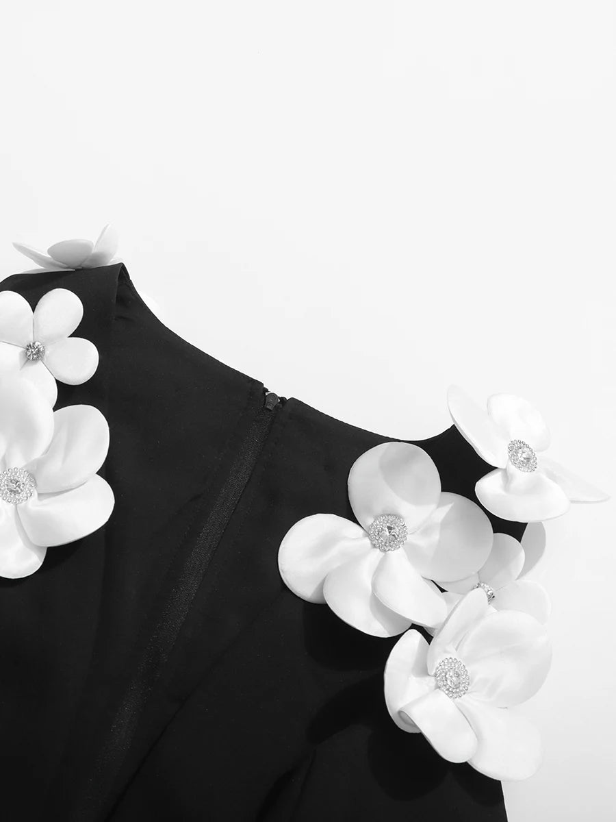 White Appliques Mini Dress