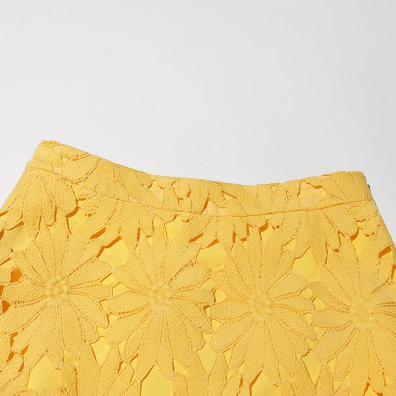 Embroidered Lace Skirt Set
