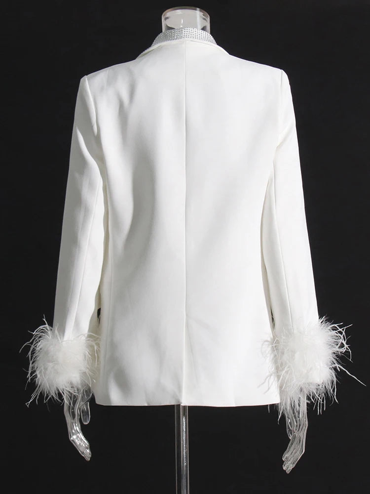 Feather Trim Blazer