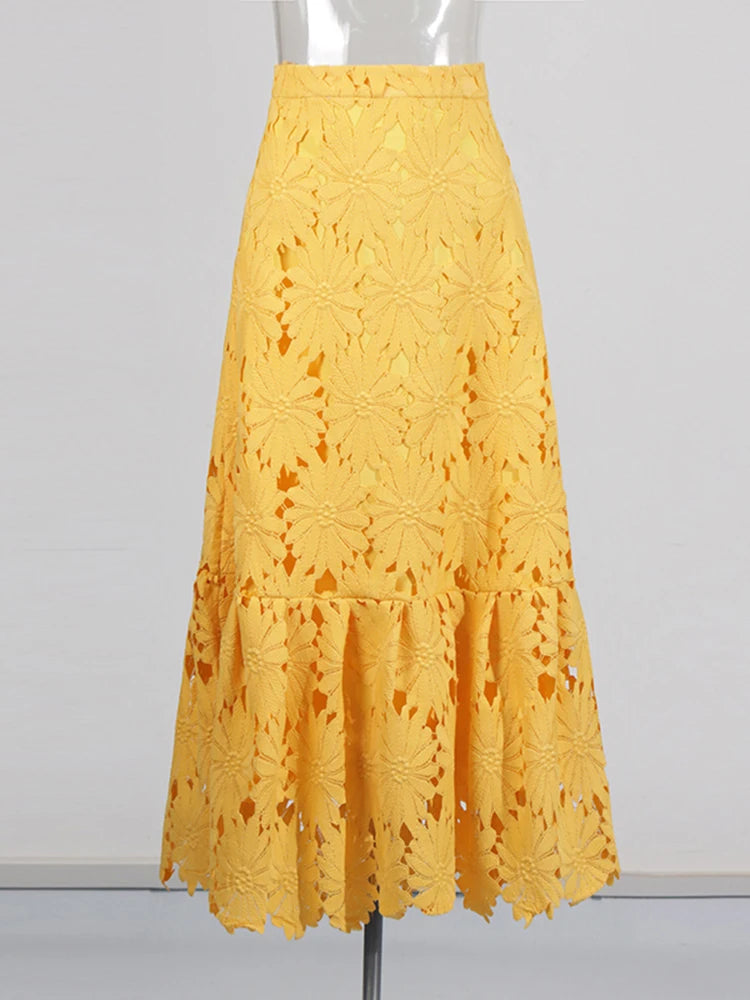 Embroidered Lace Skirt Set