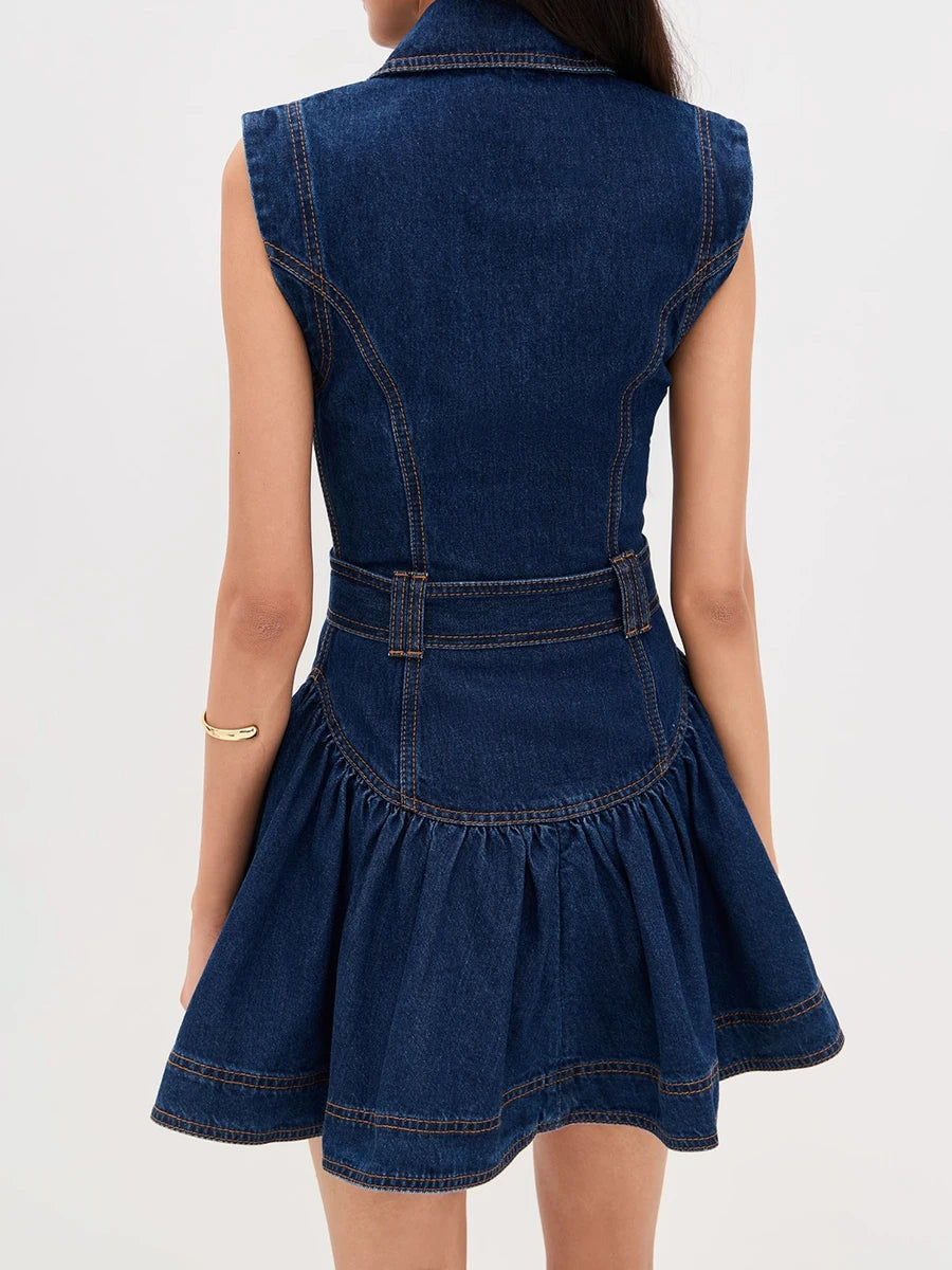 Belted Denim Mini Dress