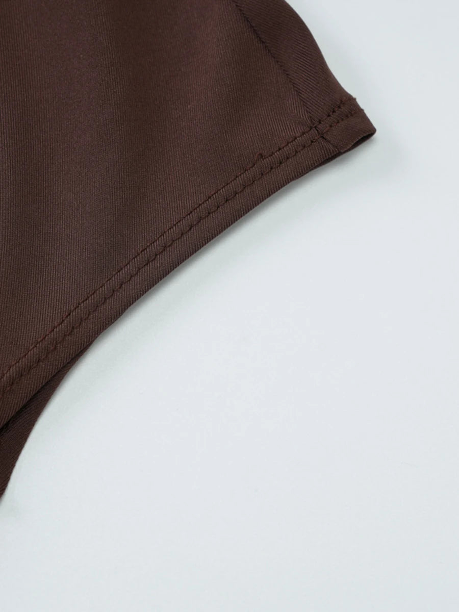 Brown Ruched Dress