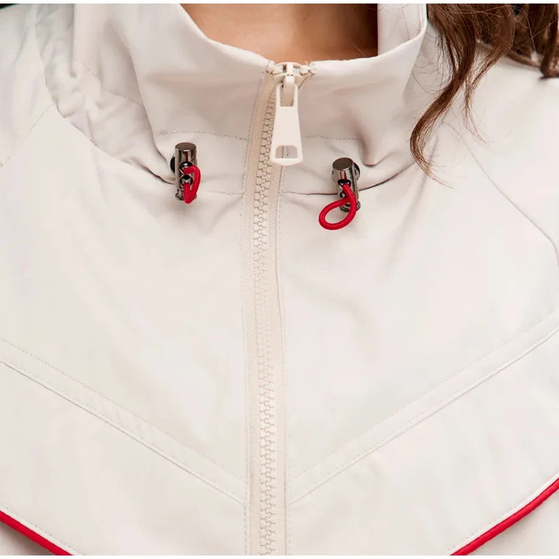 Drawstring Waist Windbreaker Jacket