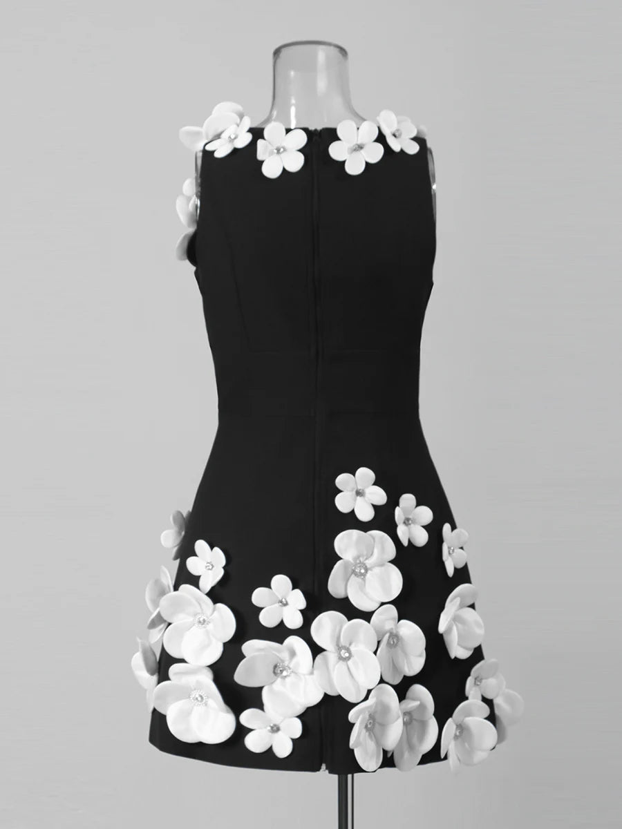 White Appliques Mini Dress