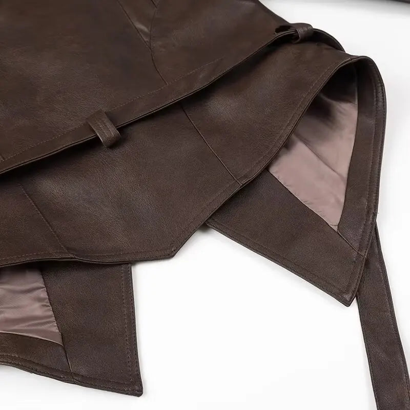 Faux Leather Belted Jacket