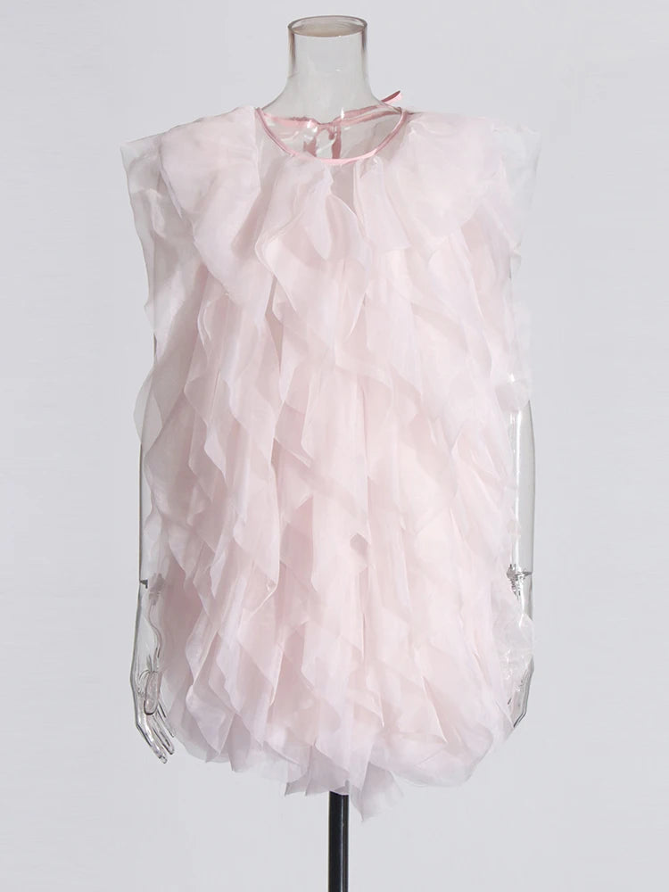 Tiered Ruffles Mesh Dress