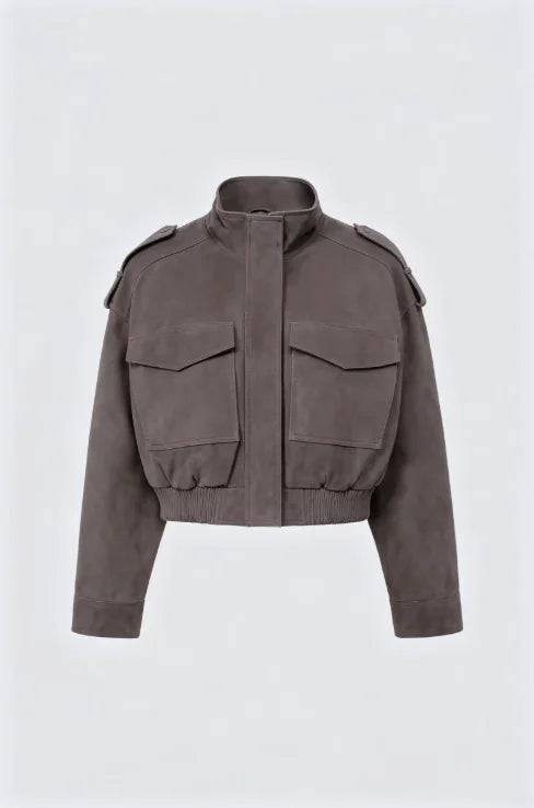 Faux Suede Cropped Jacket