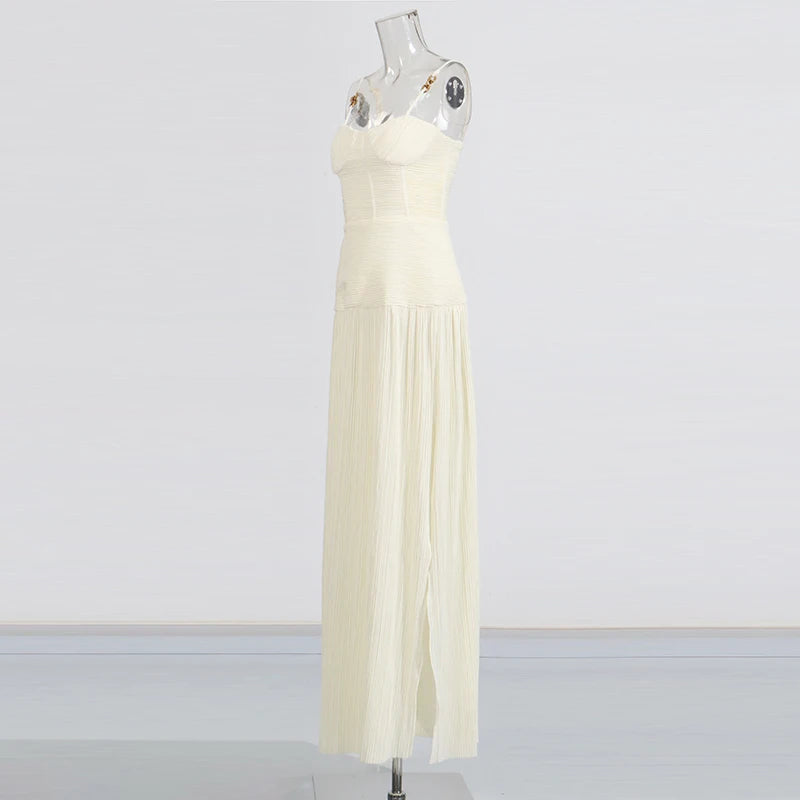 Plisse Cocktail Gown