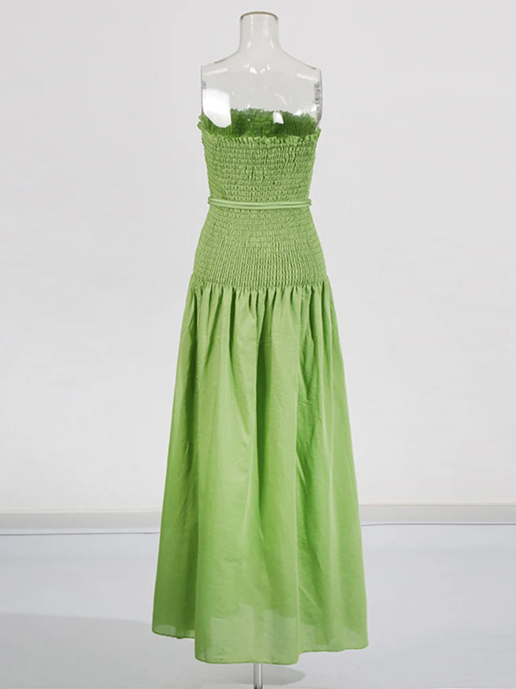 Strapless Shirred Dress