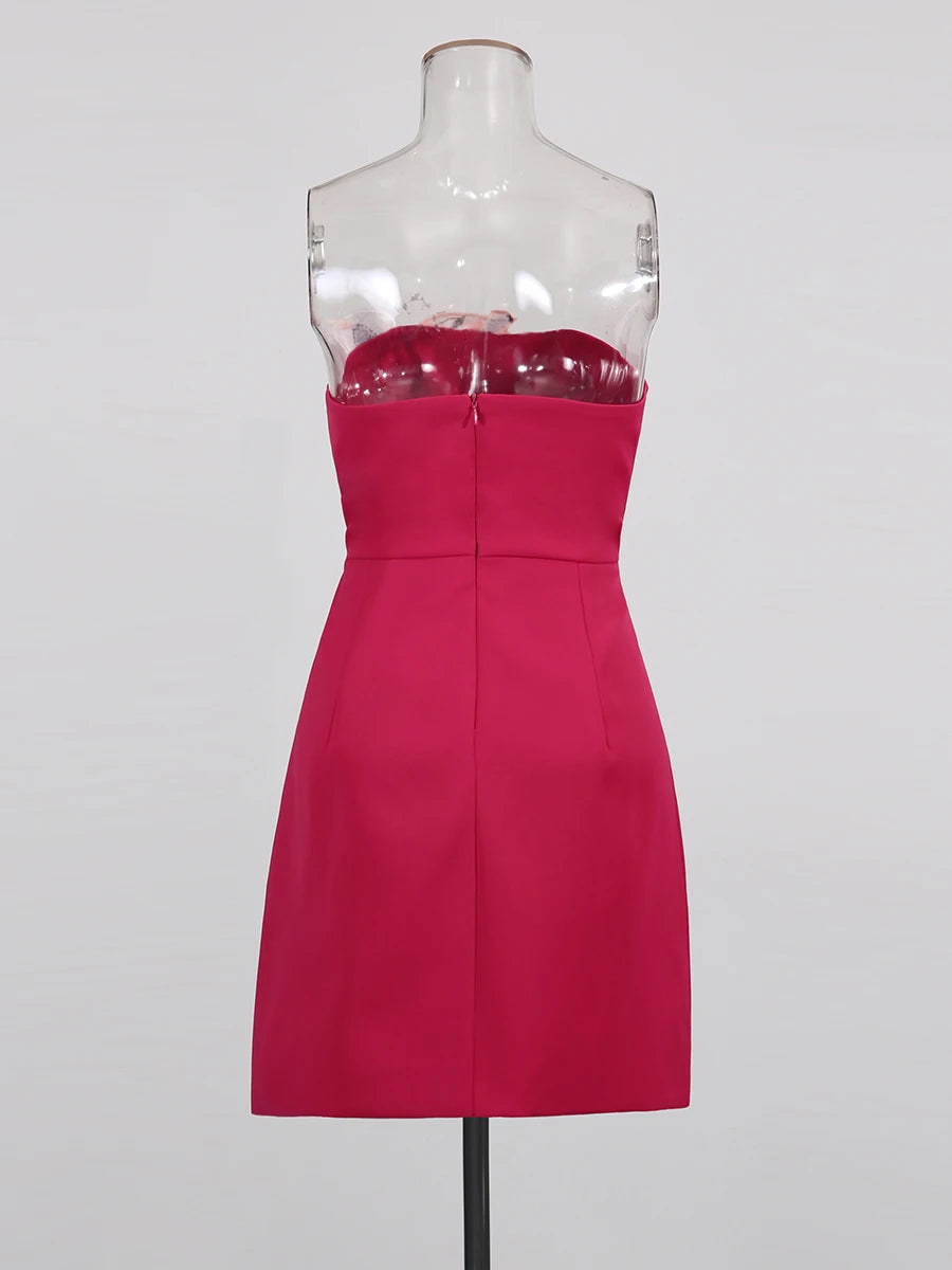 Flower Embroidery Strapless Dress