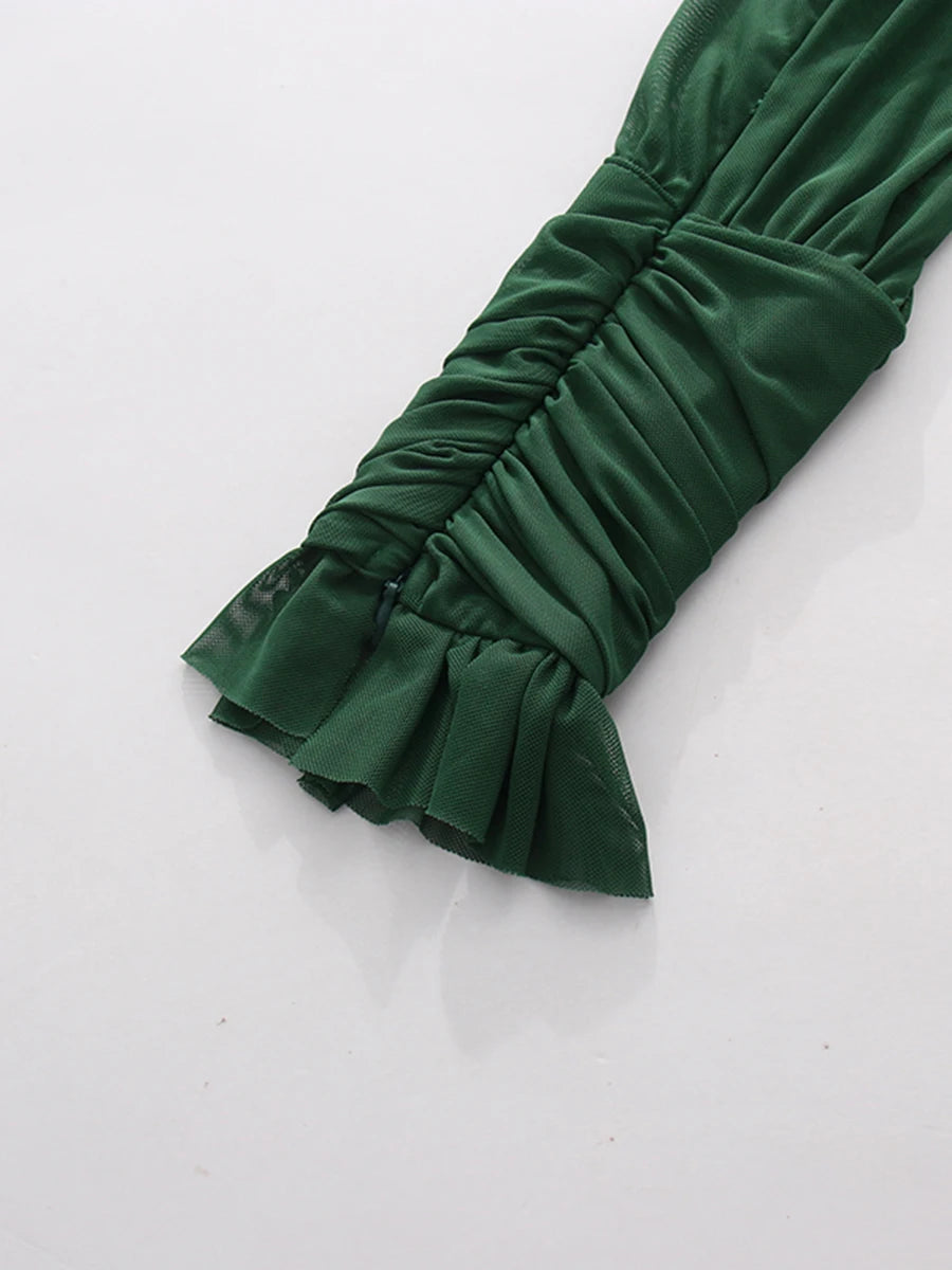 Draped Green Cocktail Dress
