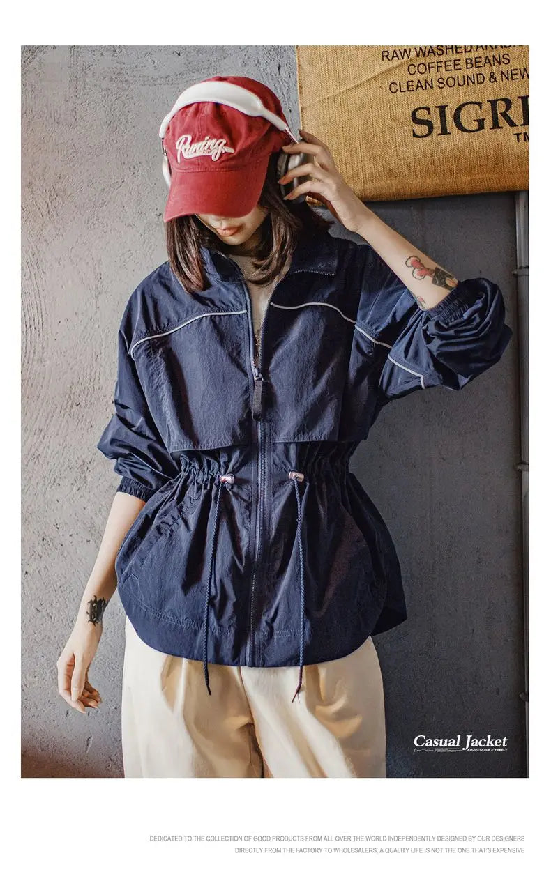 Navy Blue Windbreaker Jacket
