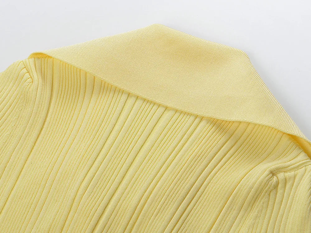 Yellow Knit Midi Dress