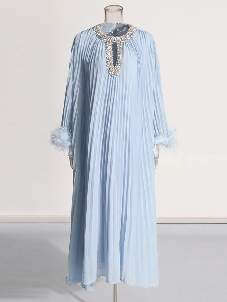 Feather Cuff Dress PINK / L