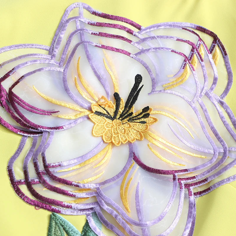 Flower Embroidered Mini Dress