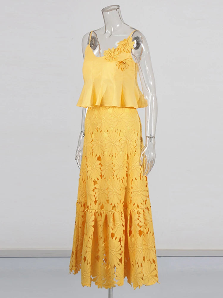 Embroidered Lace Skirt Set